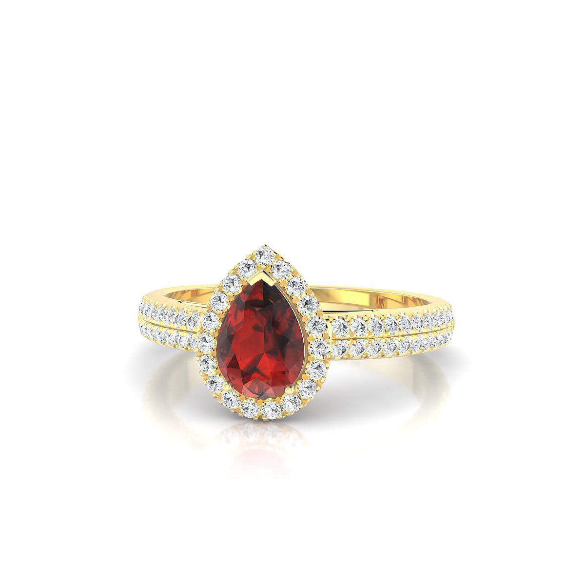 Celeste | 18k Yellow Gold 7 x 5 mm Pear Garnet Ring