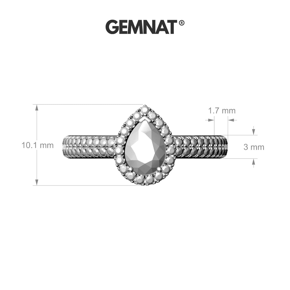 Celeste | 18k White Gold 7 x 5 mm Pear Topaz Ring