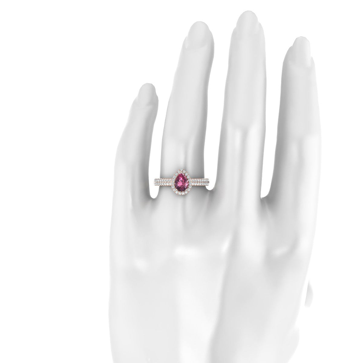 Celeste | 18k Rose Gold 7 x 5 mm Pear Rhodolite Ring