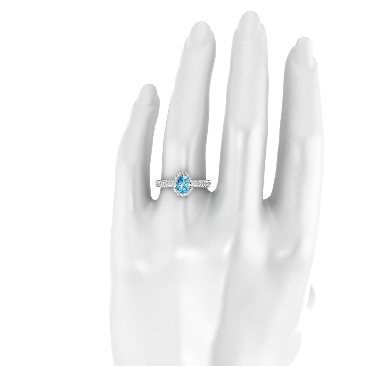 Celeste | 18k White Gold 7 x 5 mm Pear Topaz Ring