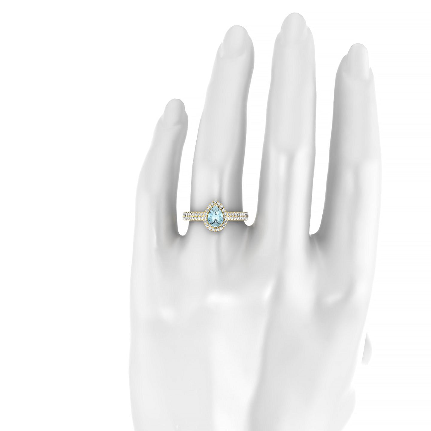 Celeste | 18k Yellow Gold 7 x 5 mm Pear Aquamarine Ring