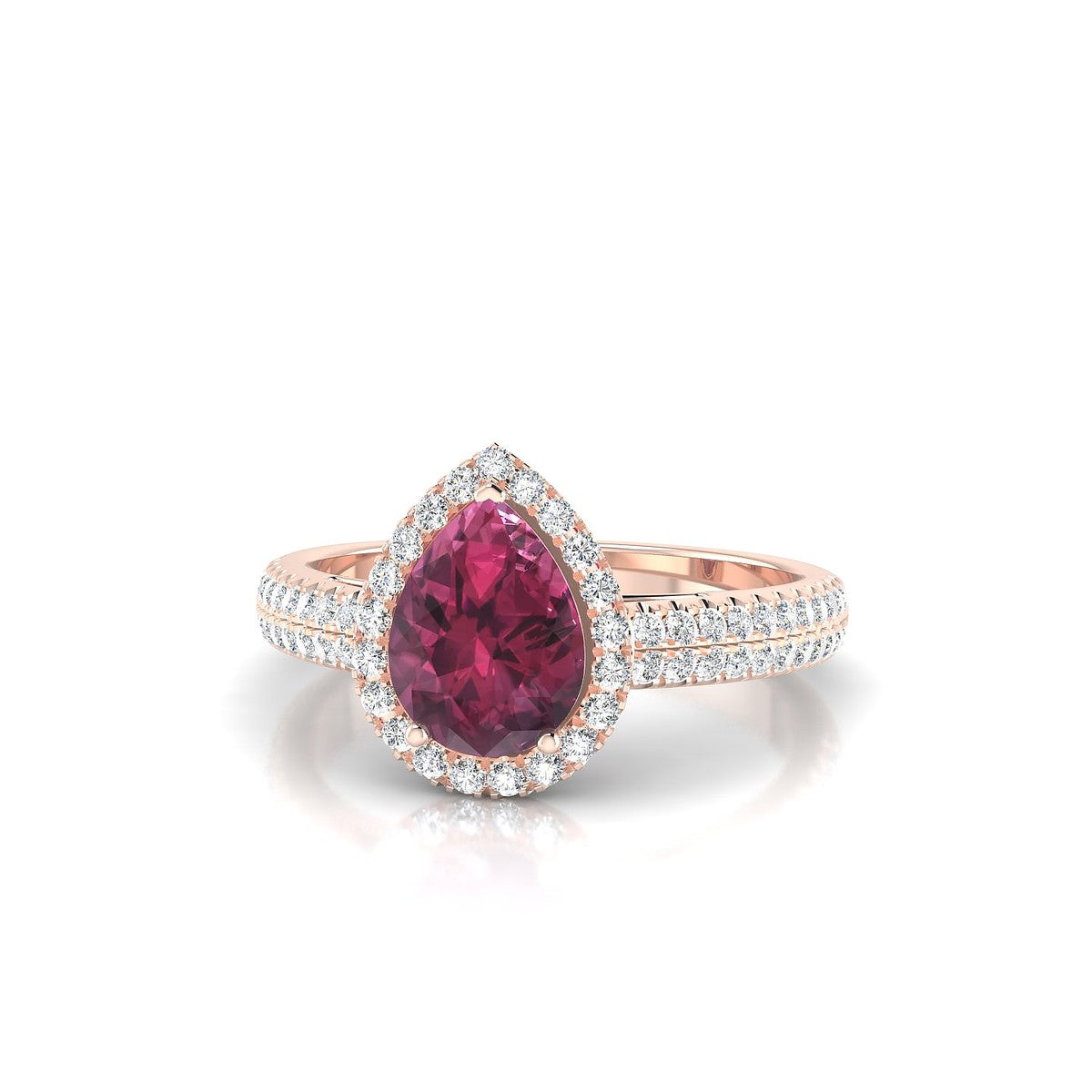 Celeste | 18k Rose Gold 8 x 6 mm Pear Rhodolite Ring