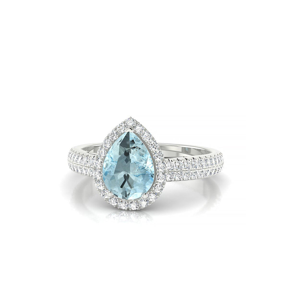 Celeste | 18k White Gold 8 x 6 mm Pear Aquamarine Ring
