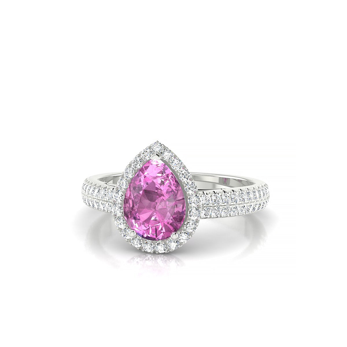 Celeste | 18k White Gold 8 x 6 mm Pear Pink Sapphire Ring
