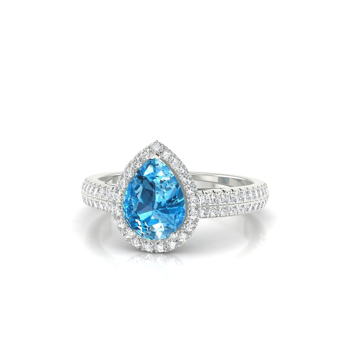 Celeste | 18k White Gold 8 x 6 mm Pear Topaz Ring