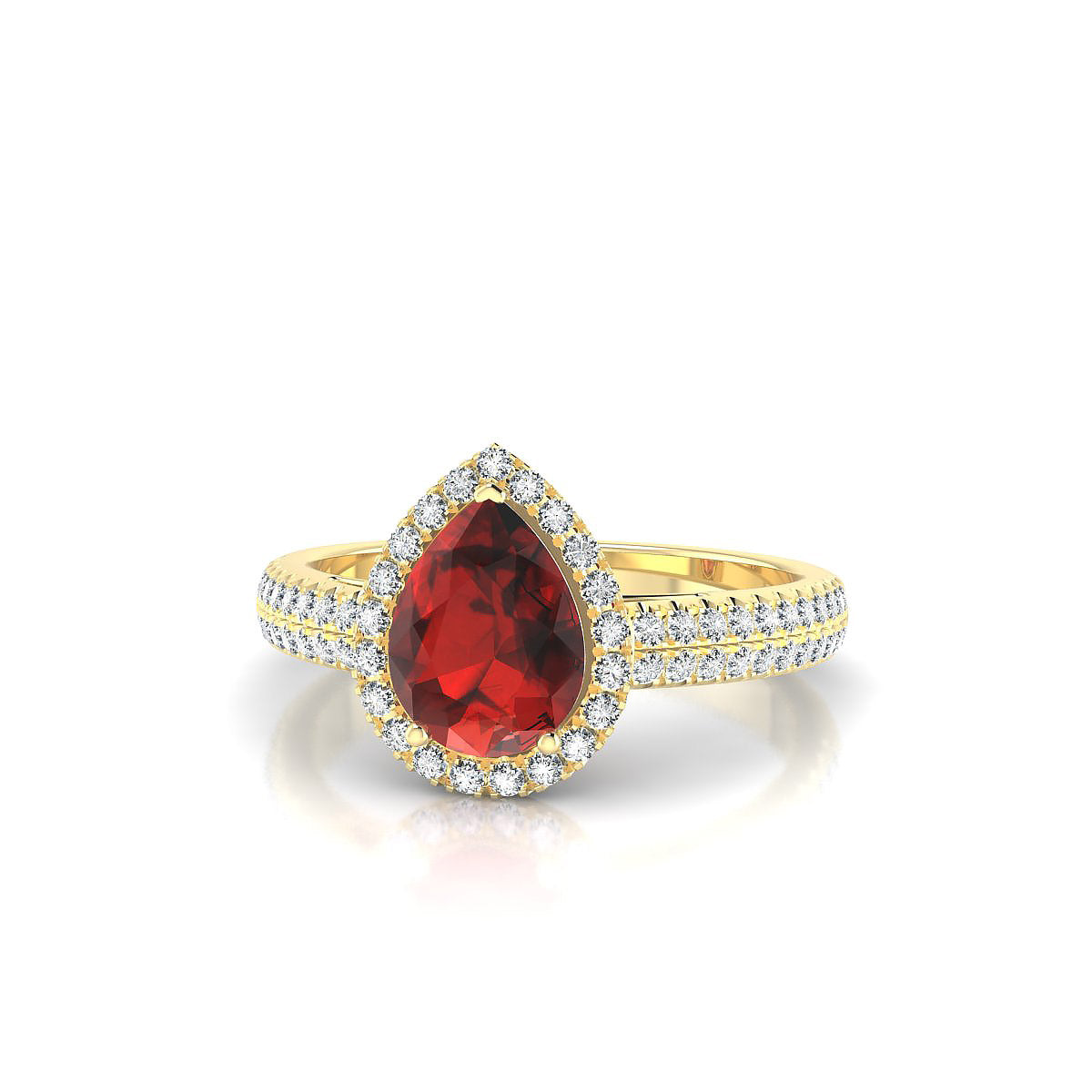 Celeste | 18k Yellow Gold 8 x 6 mm Pear Garnet Ring