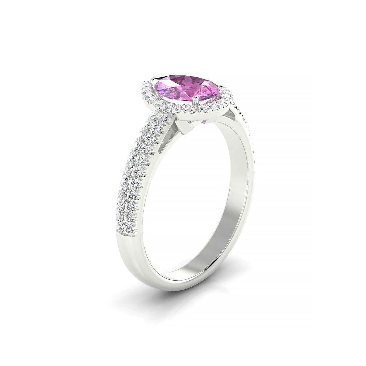 Celeste | 18k White Gold 8 x 6 mm Pear Pink Sapphire Ring