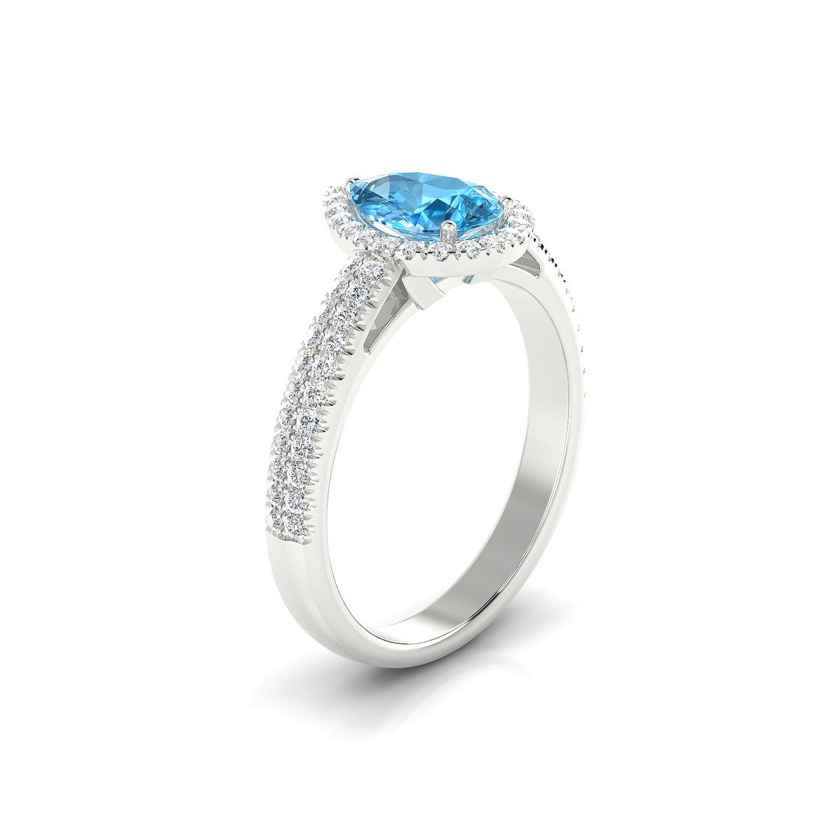 Celeste | 18k White Gold 8 x 6 mm Pear Topaz Ring