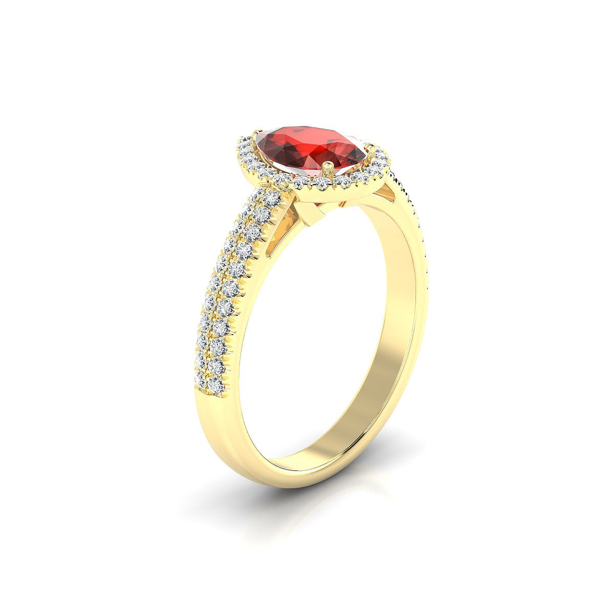 Celeste | 18k Yellow Gold 8 x 6 mm Pear Garnet Ring