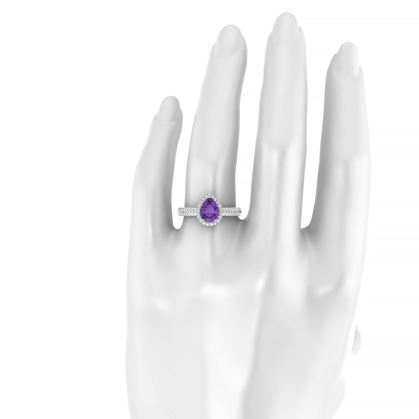 Celeste | 18k White Gold 8 x 6 mm Pear Amethyst Ring