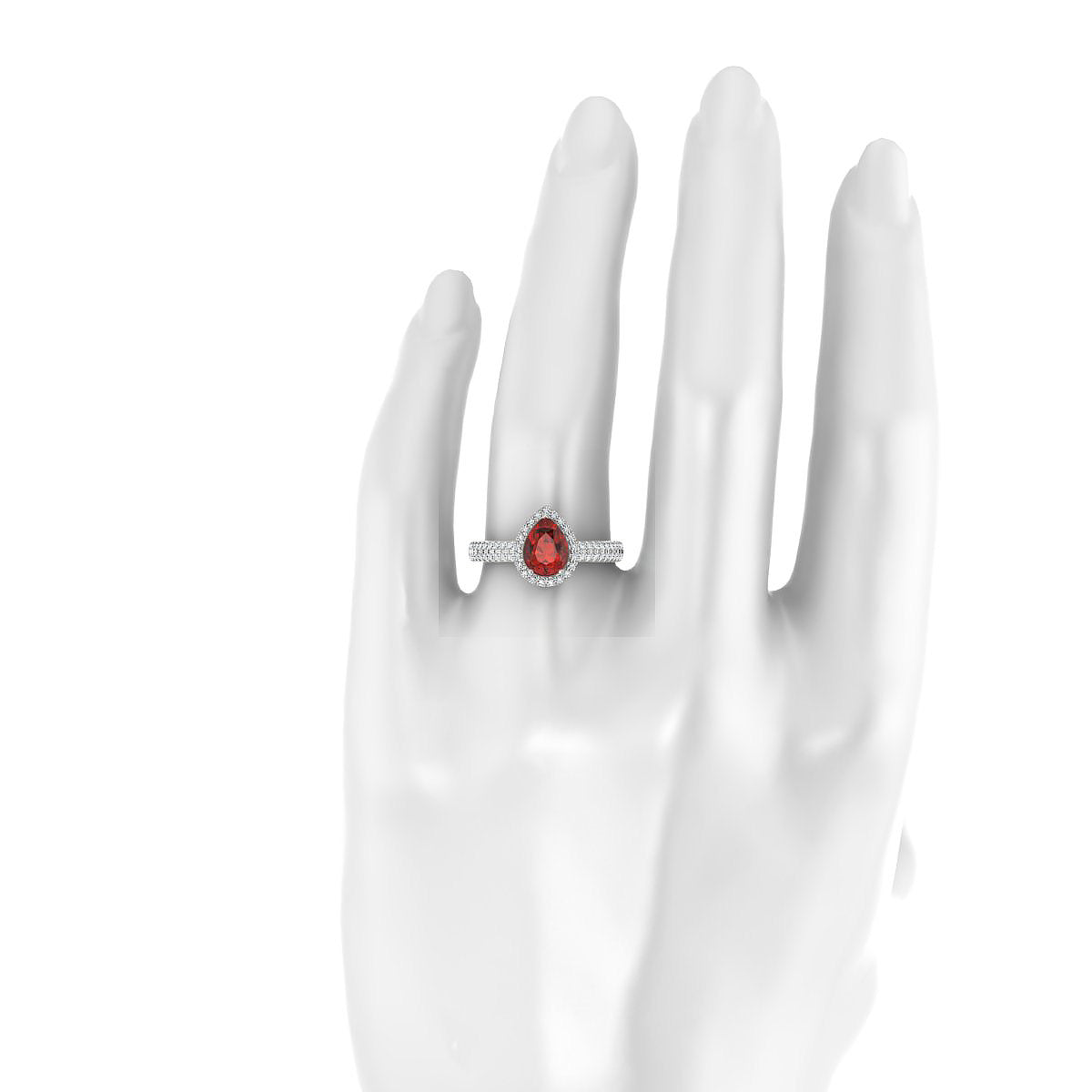 Celeste | 18k White Gold 8 x 6 mm Pear Garnet Ring