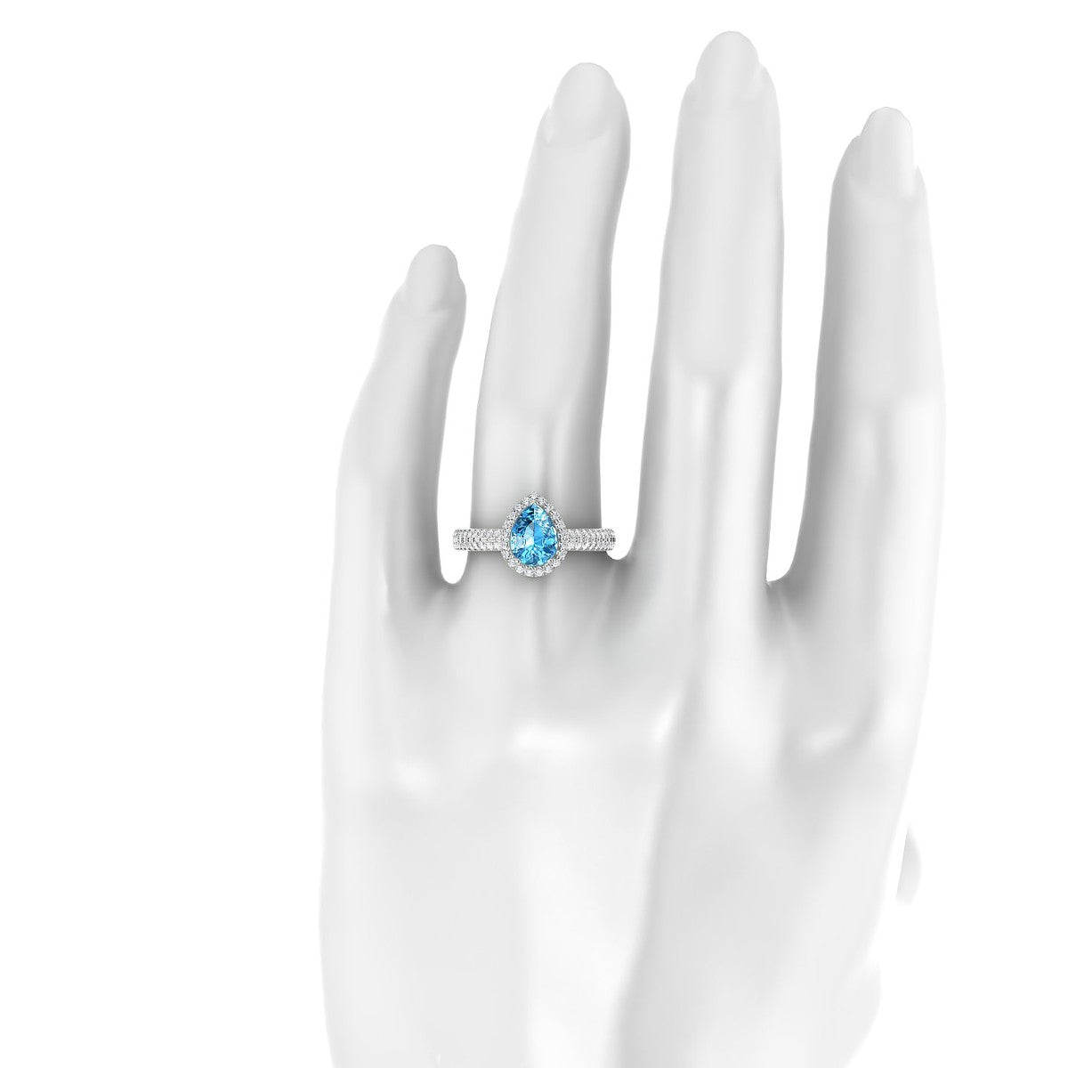 Celeste | 18k White Gold 8 x 6 mm Pear Topaz Ring