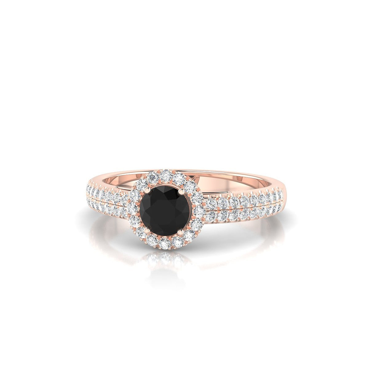 Celeste | 18k Rose Gold 4.5 mm Round Black Diamond Ring
