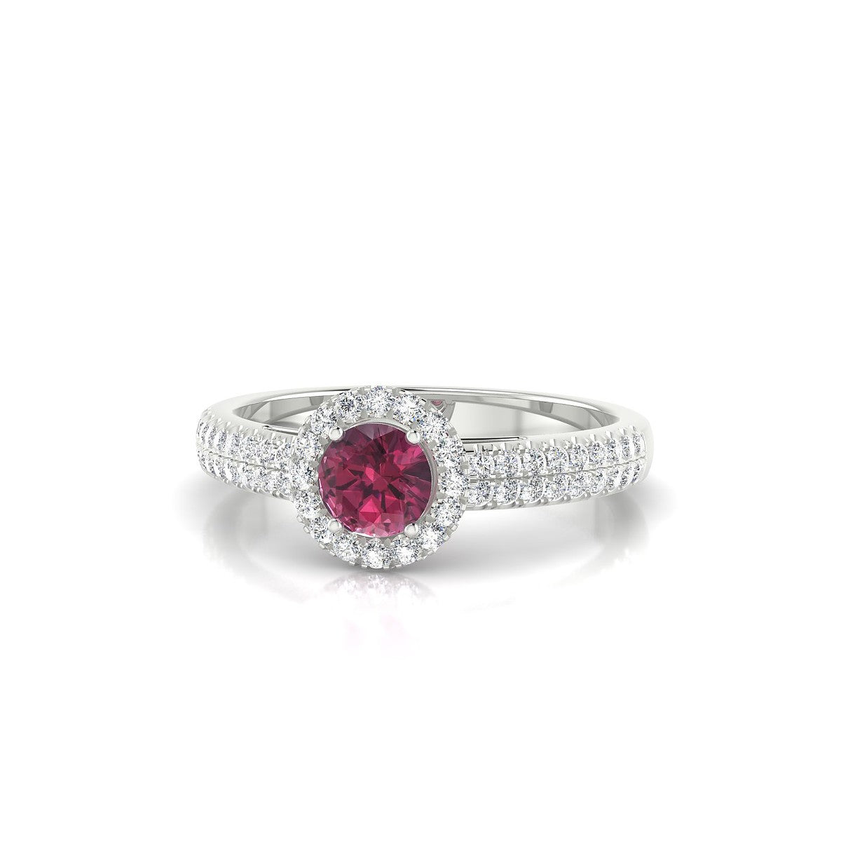 Celeste | 18k White Gold 4.5 mm Round Rhodolite Ring