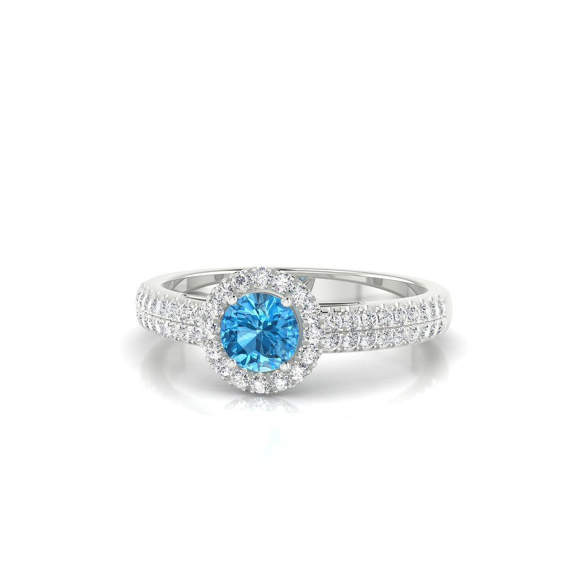 Celeste | 18k White Gold 4.5 mm Round Topaz Ring