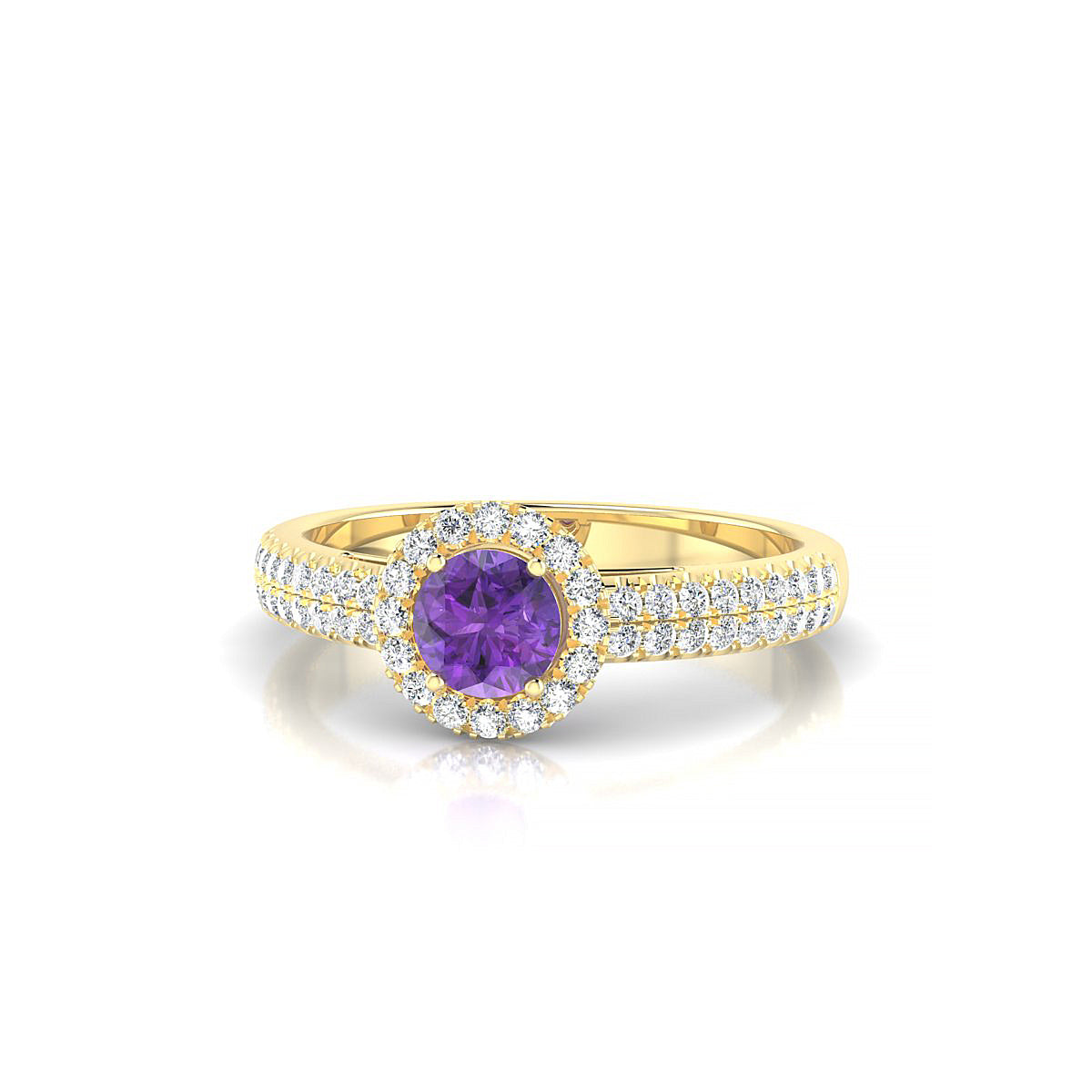 Celeste | 18k Yellow Gold 4.5 mm Round Amethyst Ring