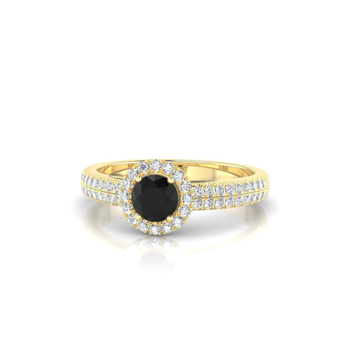 Celeste | 18k Yellow Gold 4.5 mm Round Black Diamond Ring