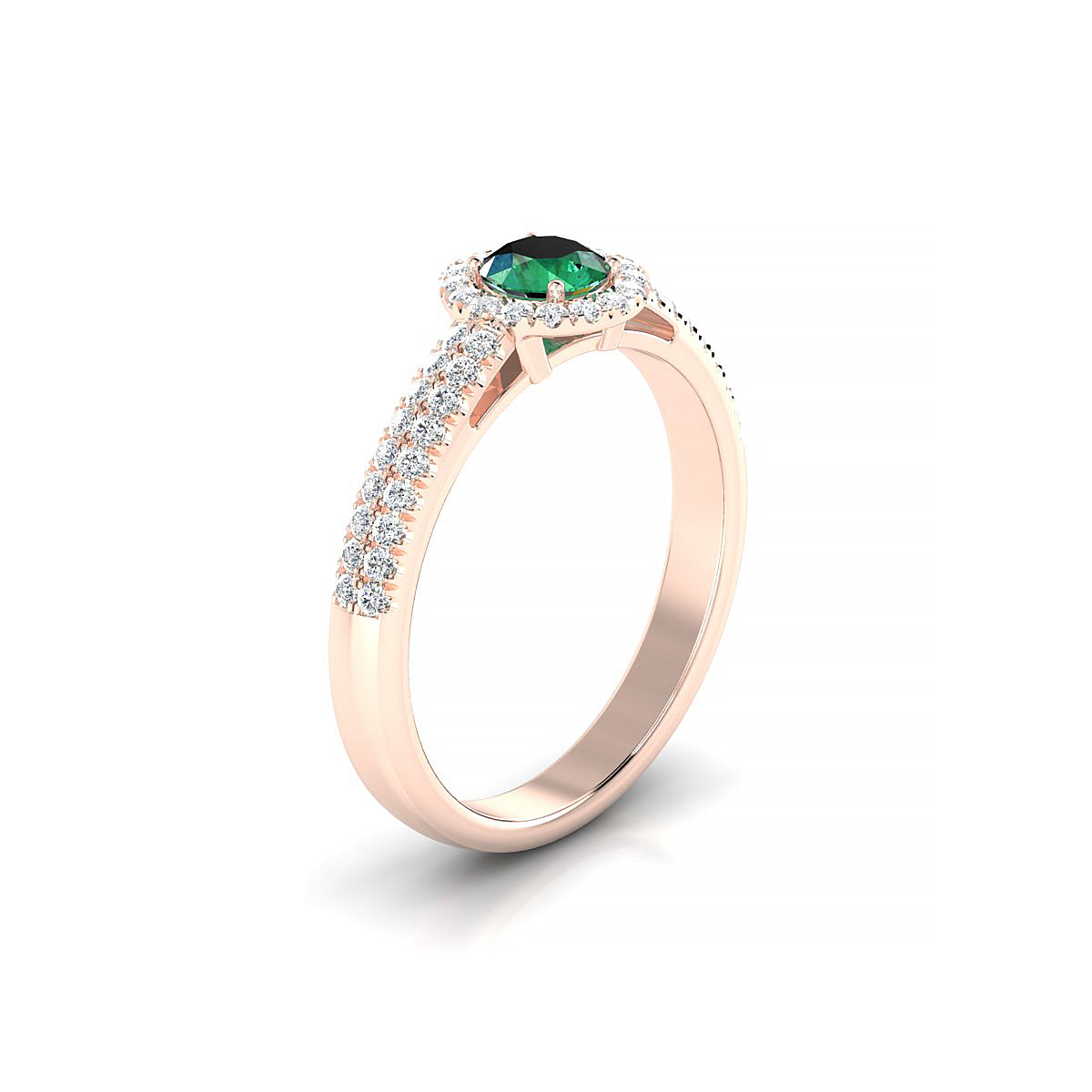 Celeste | 18k Rose Gold 4.5 mm Round Emerald Ring