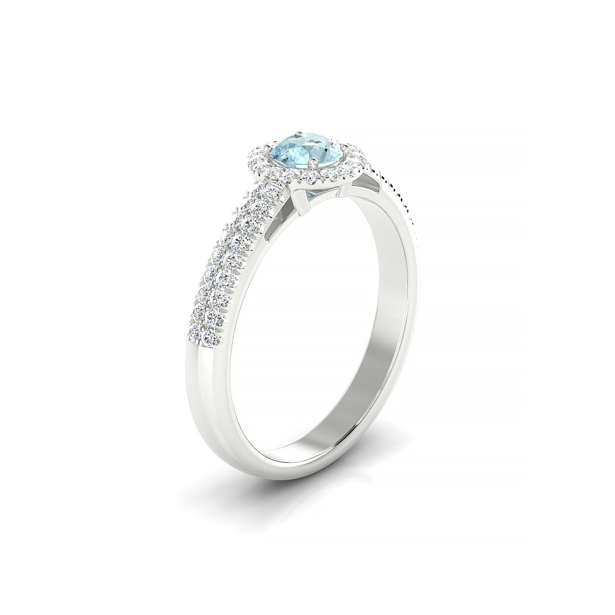 Celeste | 18k White Gold 4.5 mm Round Aquamarine Ring