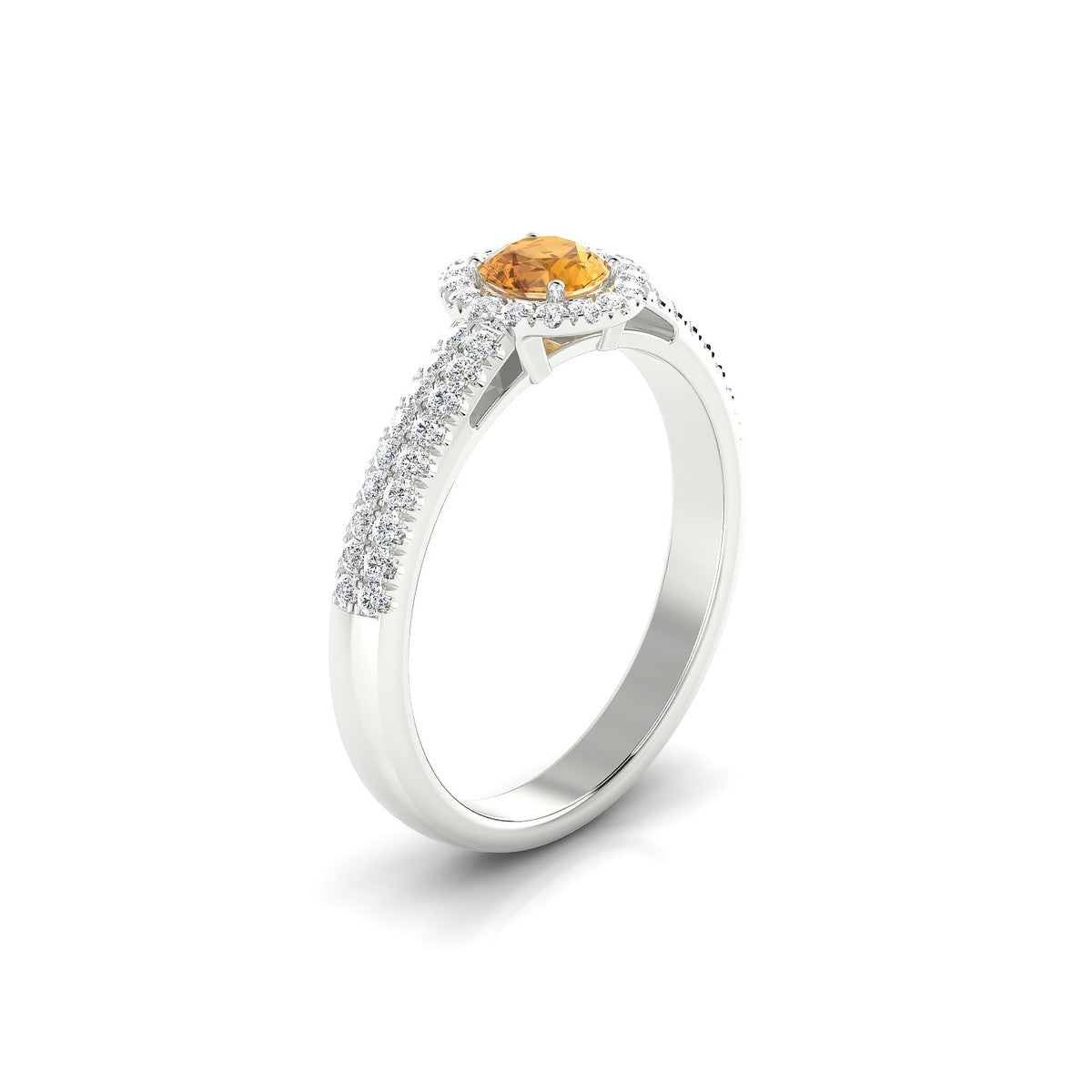 Celeste | 18k White Gold 4.5 mm Round Citrine Ring