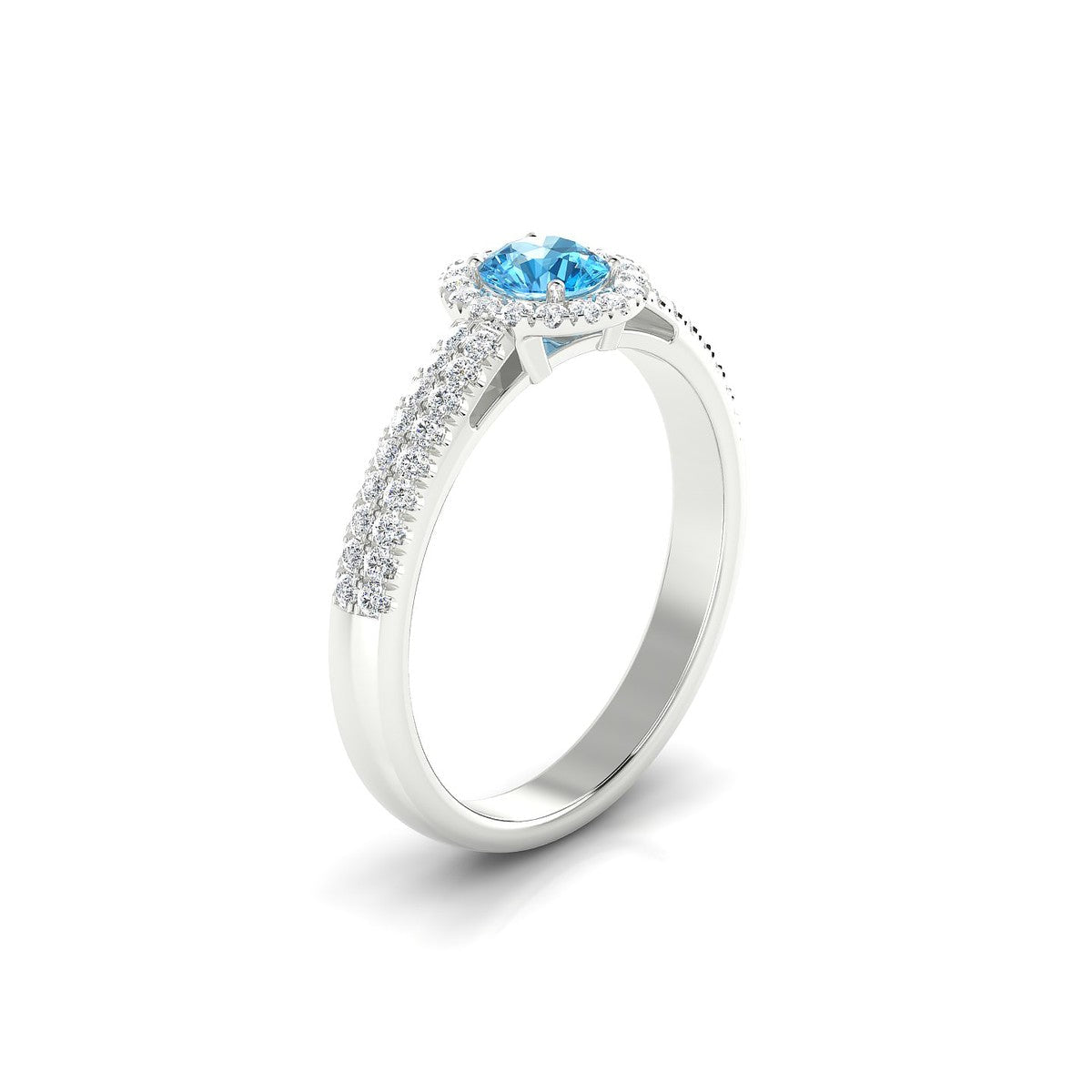 Celeste | 18k White Gold 4.5 mm Round Topaz Ring