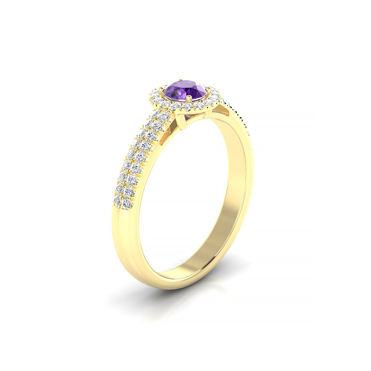 Celeste | 18k Yellow Gold 4.5 mm Round Amethyst Ring