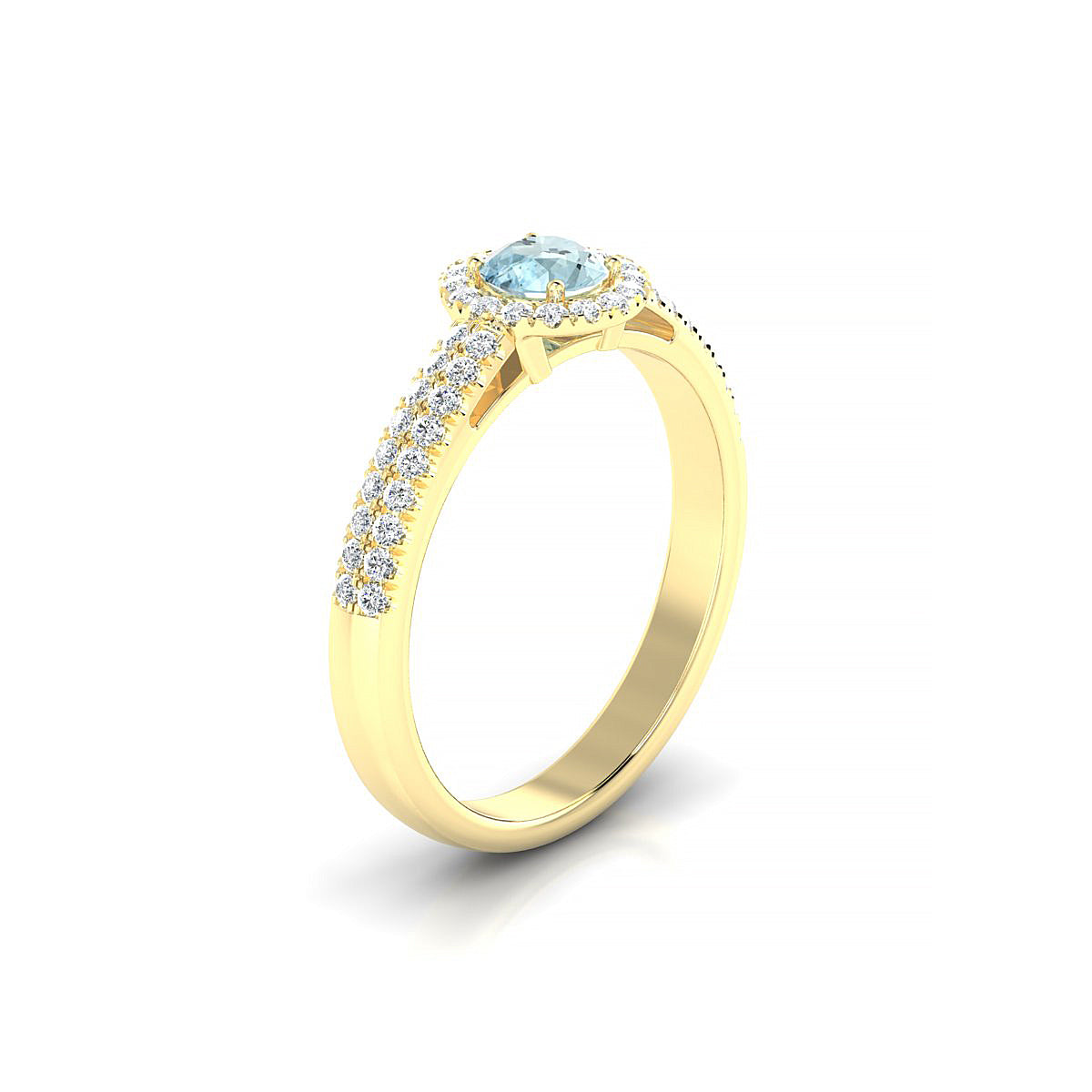 Celeste | 18k Yellow Gold 4.5 mm Round Aquamarine Ring