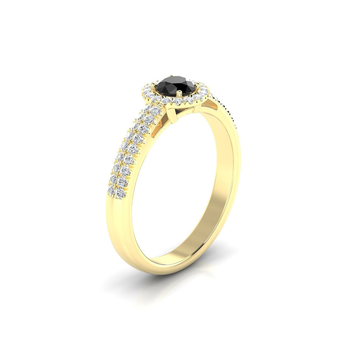 Celeste | 18k Yellow Gold 4.5 mm Round Black Diamond Ring
