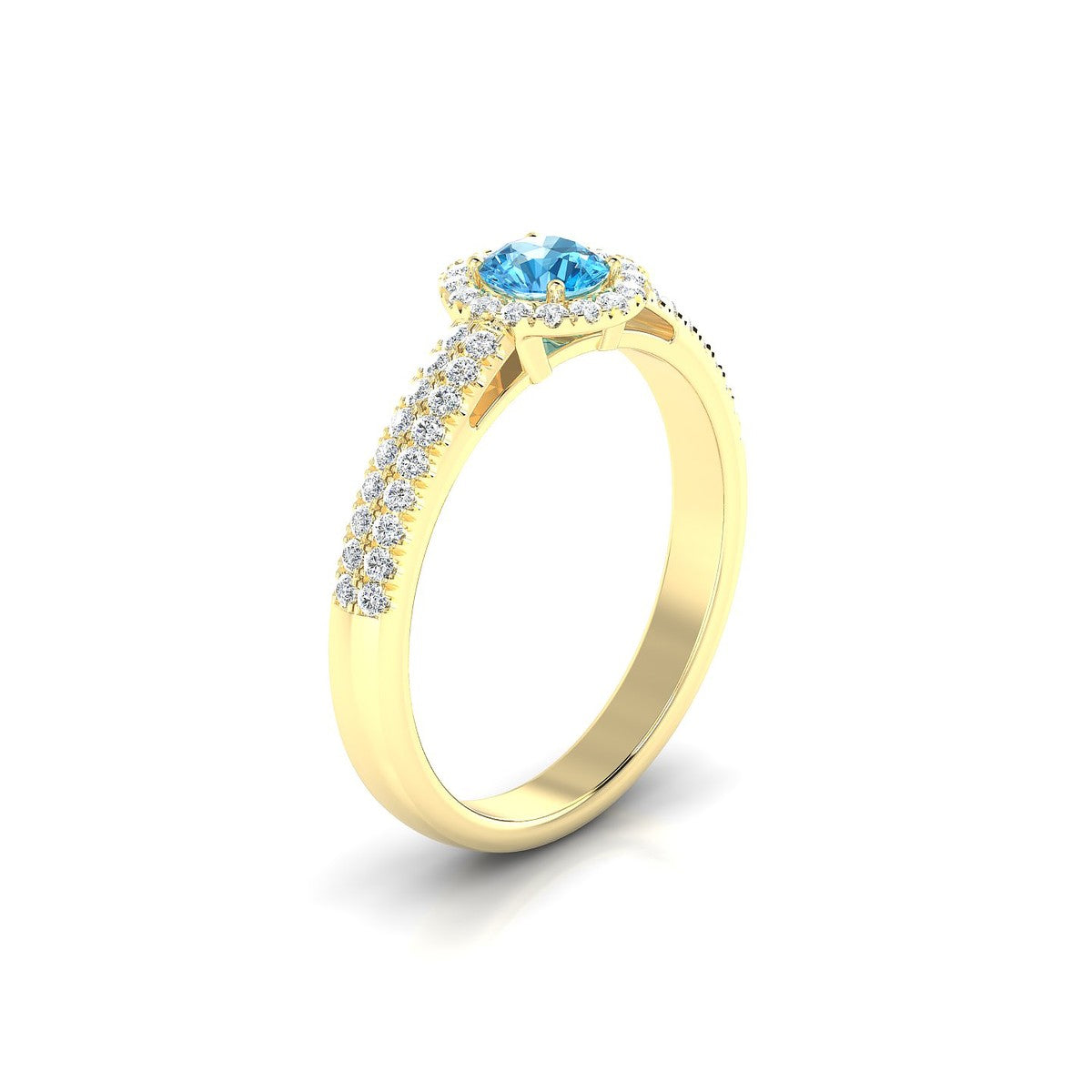 Celeste | 18k Yellow Gold 4.5 mm Round Topaz Ring