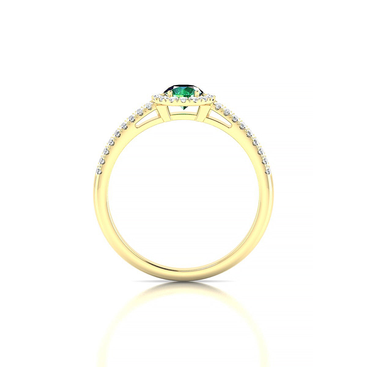 Celeste | 18k Yellow Gold 4.5 mm Round Emerald Ring