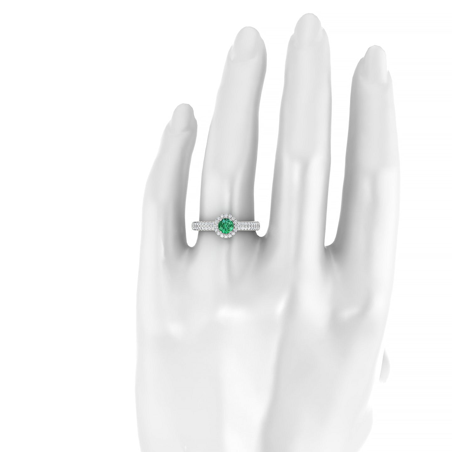Celeste | 18k White Gold 4.5 mm Round Emerald Ring