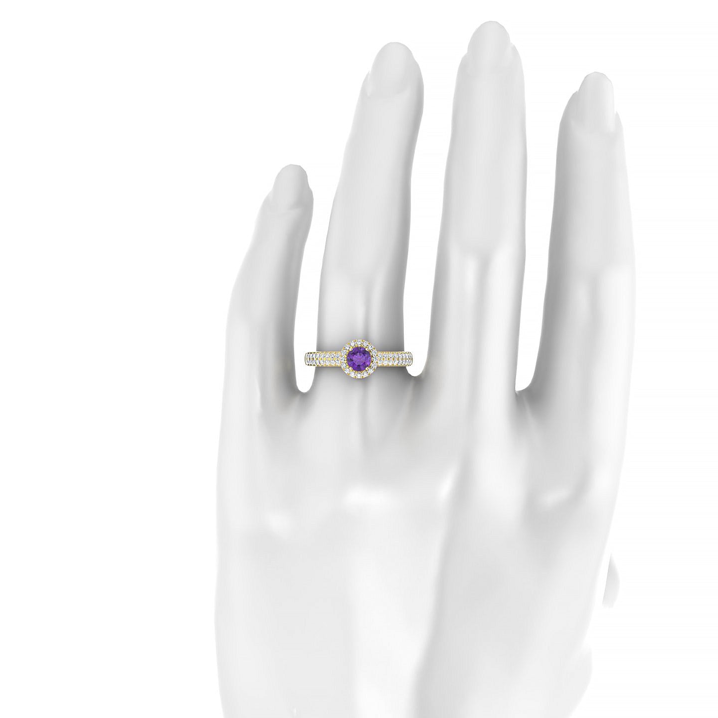 Celeste | 18k Yellow Gold 4.5 mm Round Amethyst Ring