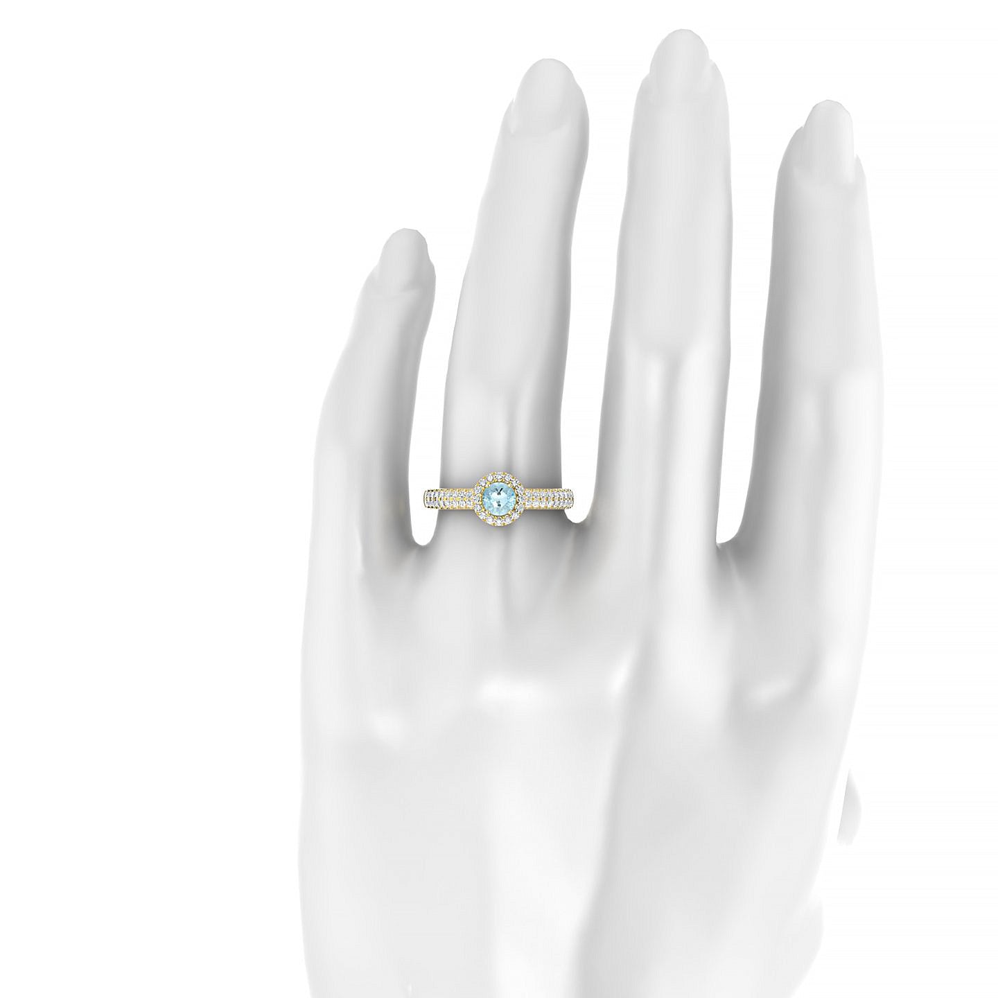 Celeste | 18k Yellow Gold 4.5 mm Round Aquamarine Ring
