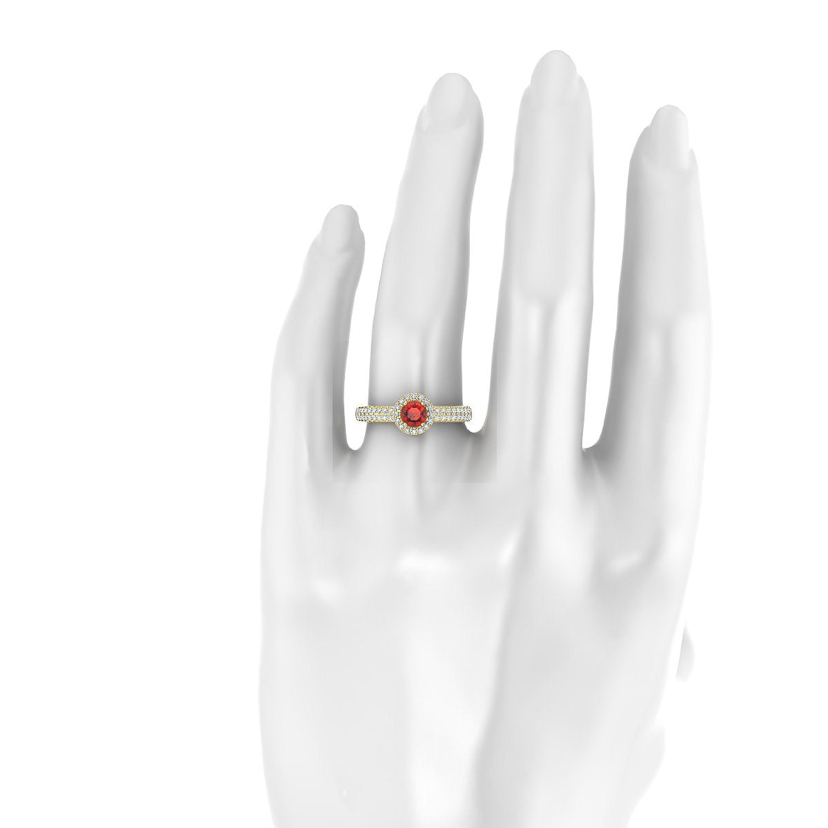 Celeste | 18k Yellow Gold 4.5 mm Round Garnet Ring