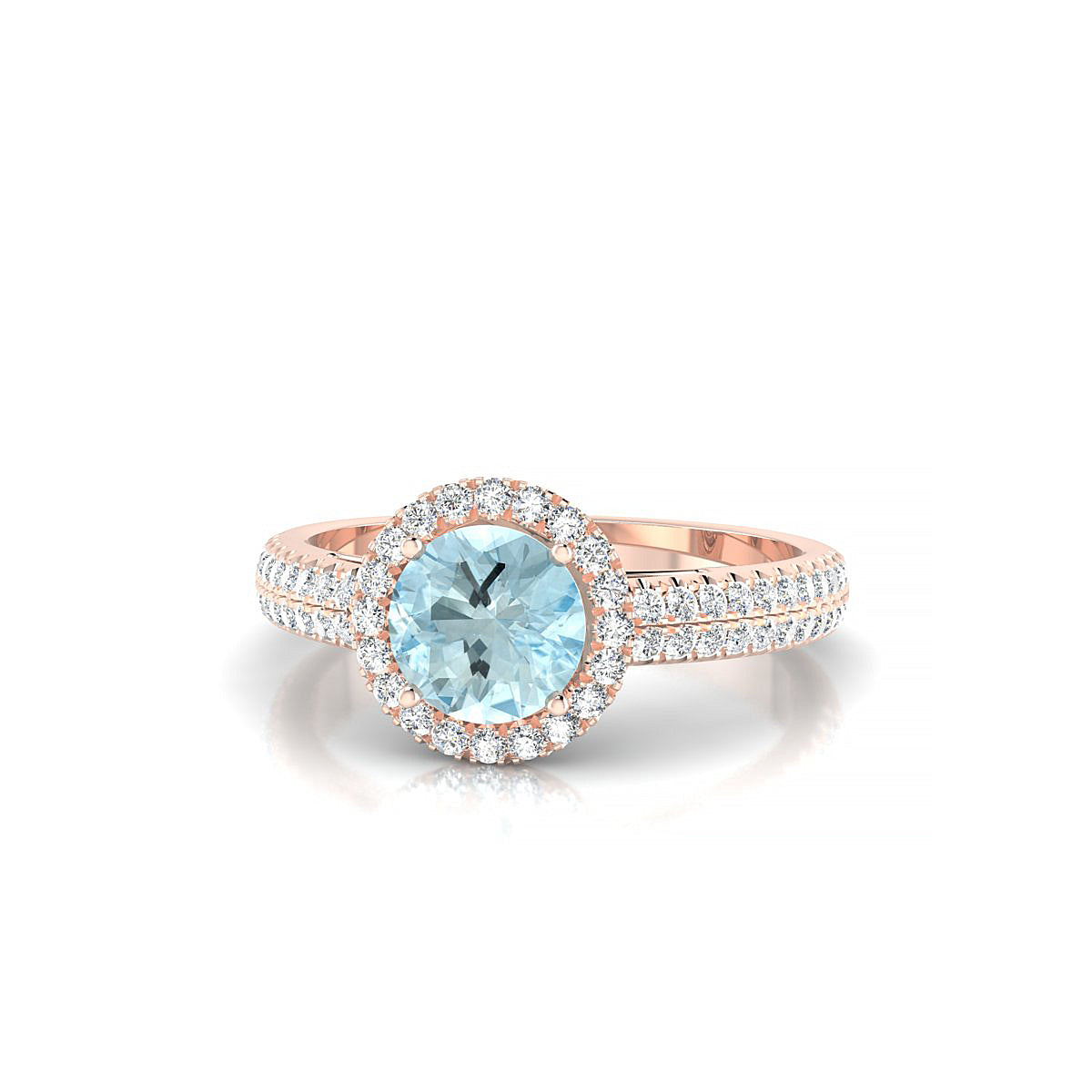 Celeste | 18k Rose Gold 6 mm Round Aquamarine Ring