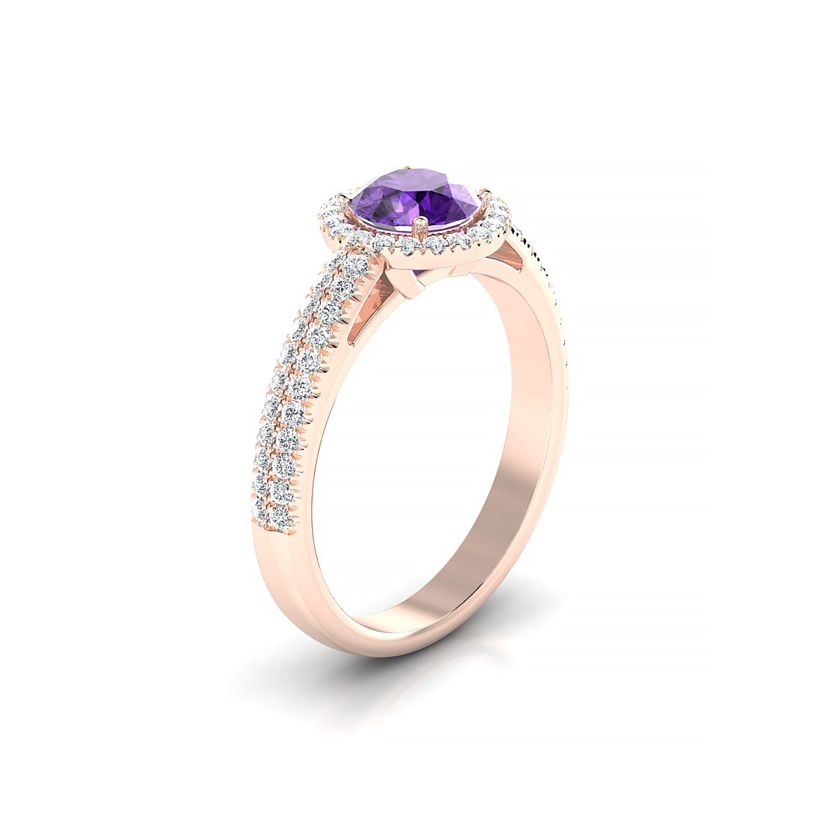Celeste | 18k Rose Gold 6 mm Round Amethyst Ring