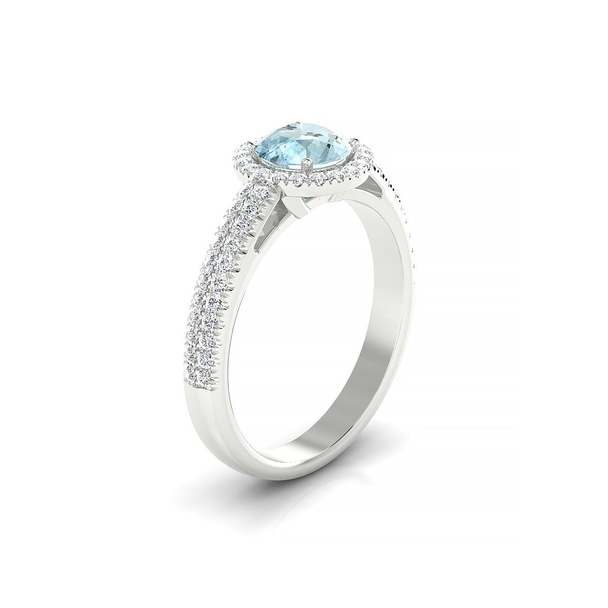 Celeste | 18k White Gold 6 mm Round Aquamarine Ring