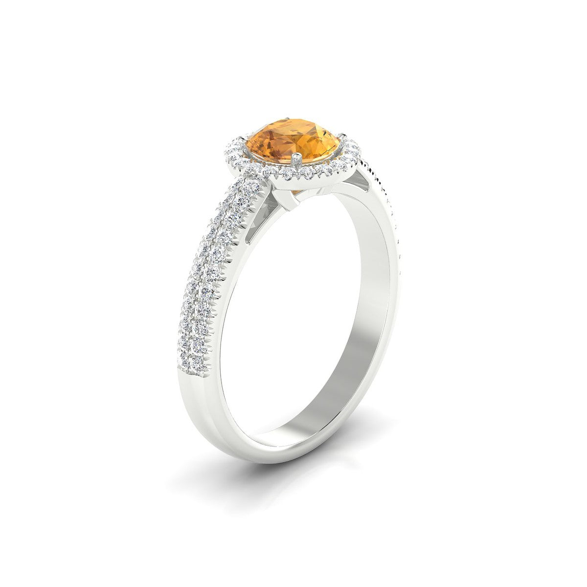 Celeste | 18k White Gold 6 mm Round Citrine Ring