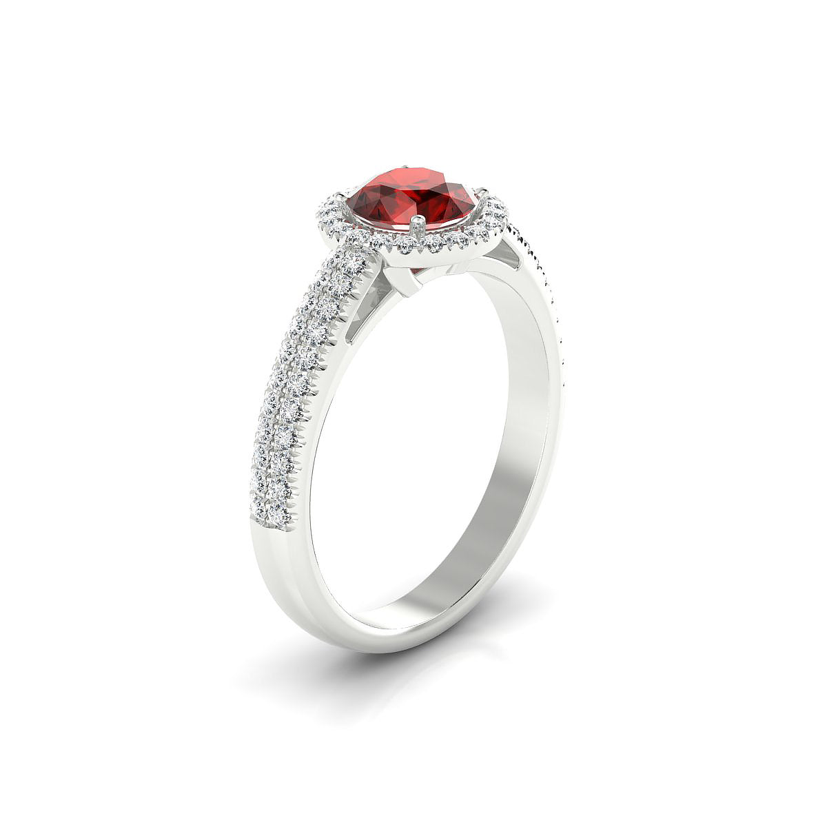 Celeste | 18k White Gold 6 mm Round Garnet Ring