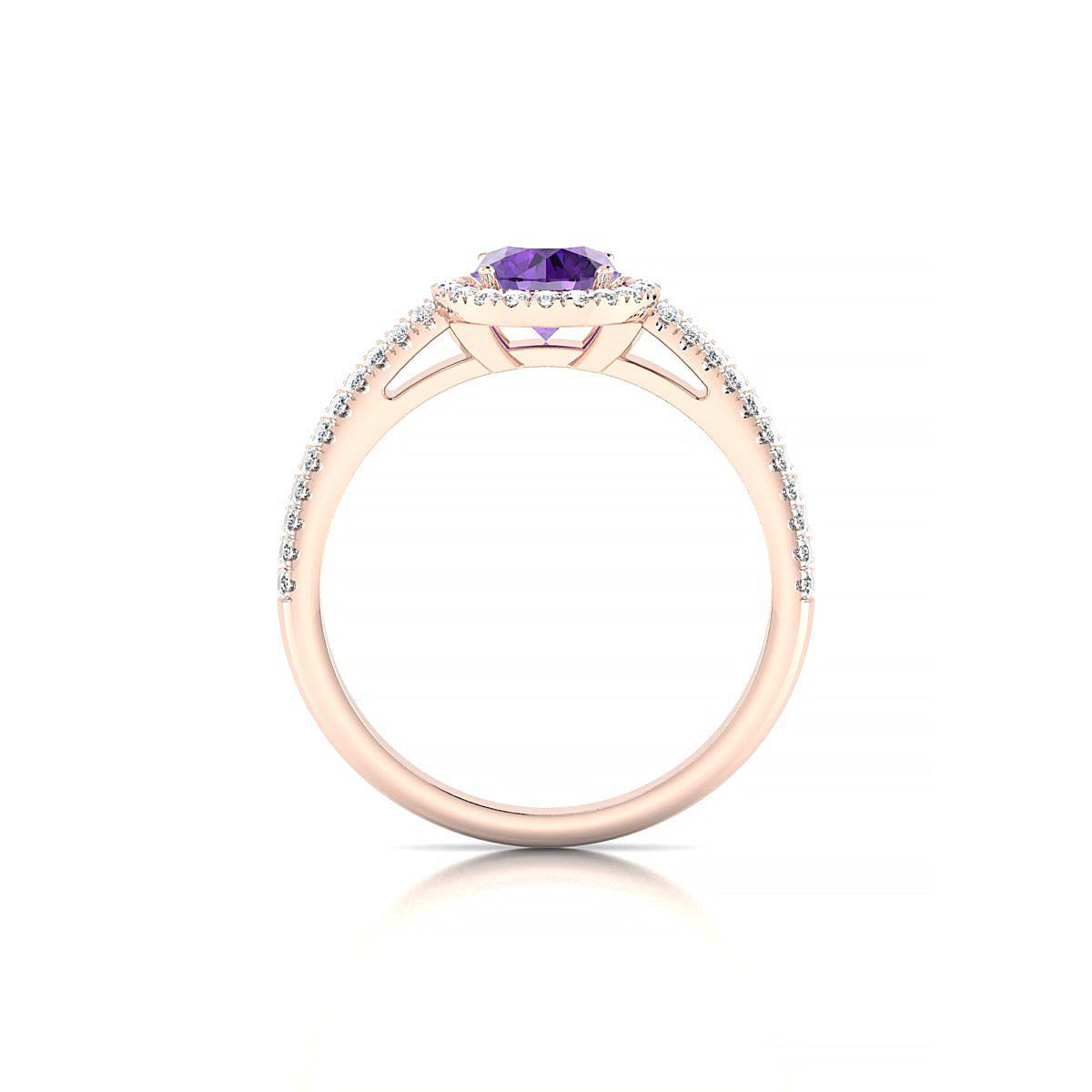 Celeste | 18k Rose Gold 6 mm Round Amethyst Ring