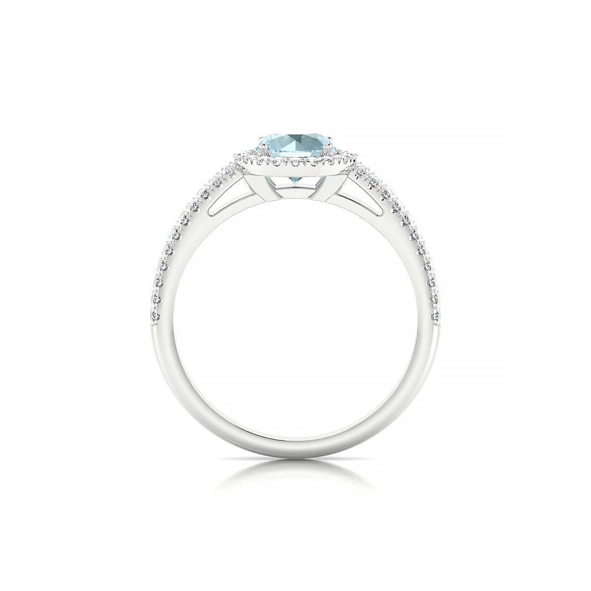 Celeste | 18k White Gold 6 mm Round Aquamarine Ring
