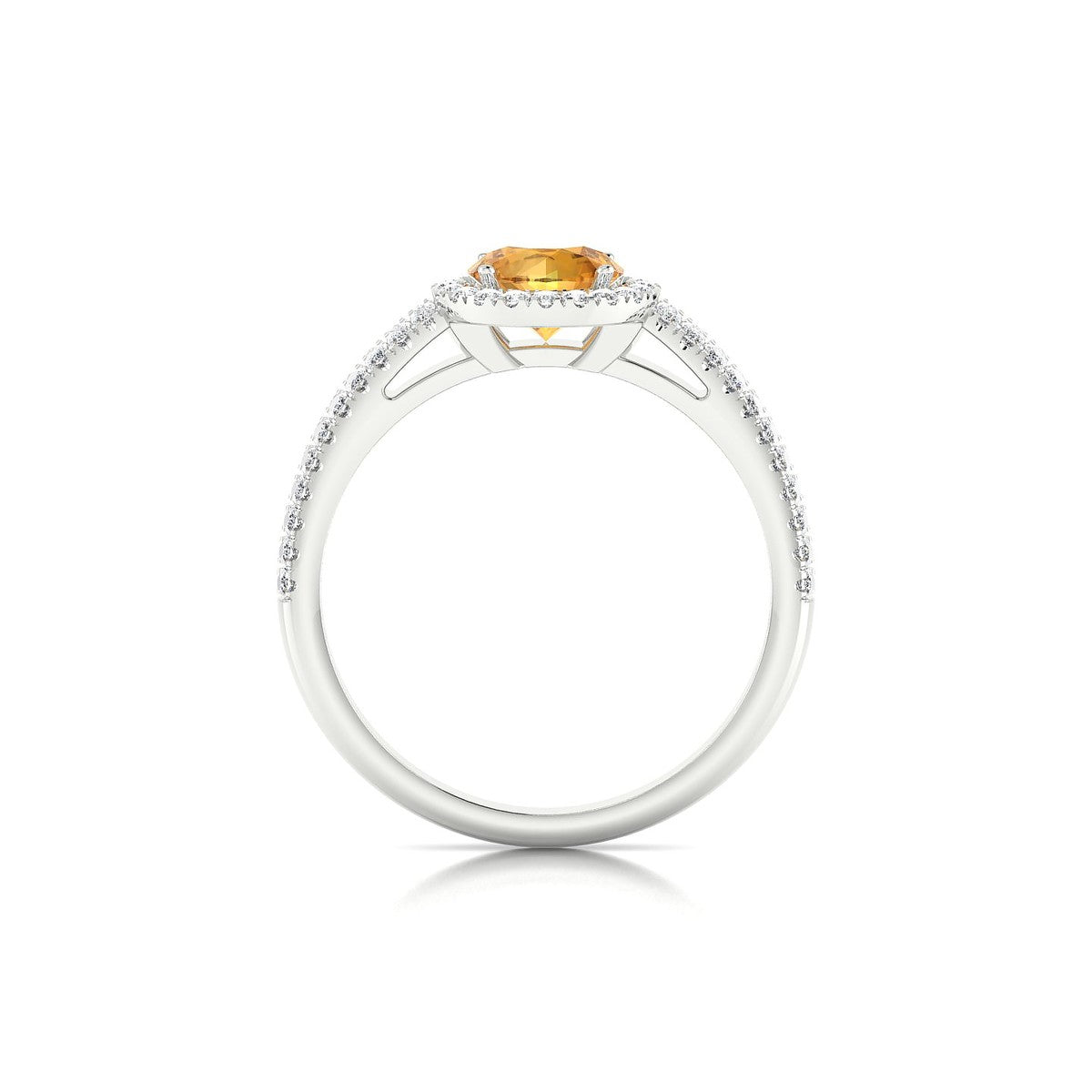 Celeste | 18k White Gold 6 mm Round Citrine Ring