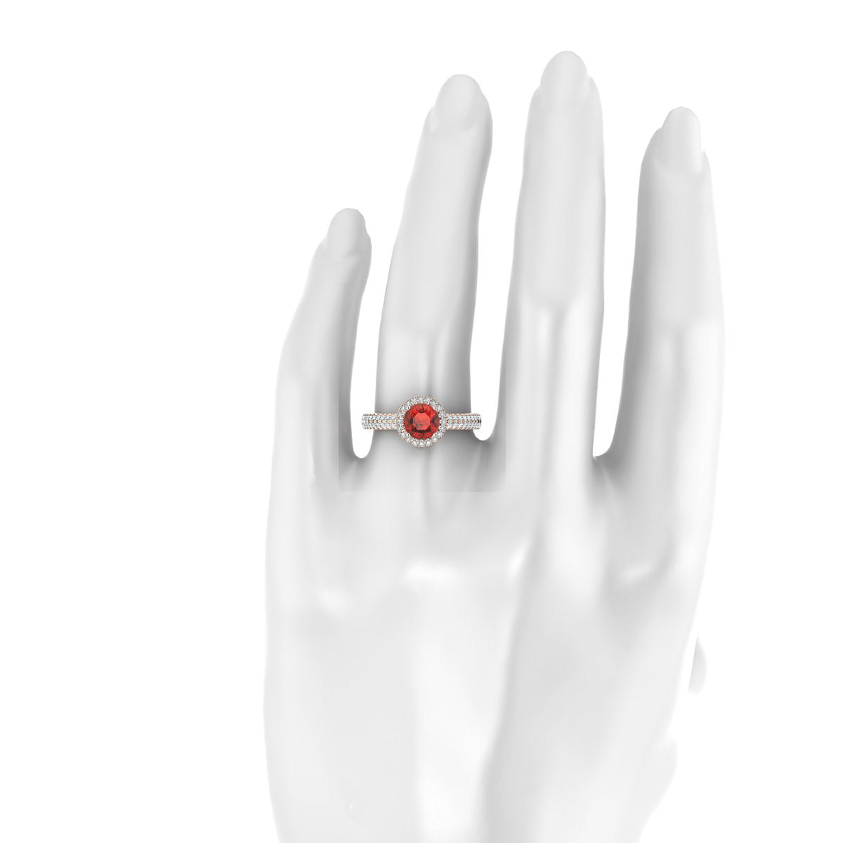 Celeste | 18k Rose Gold 6 mm Round Garnet Ring