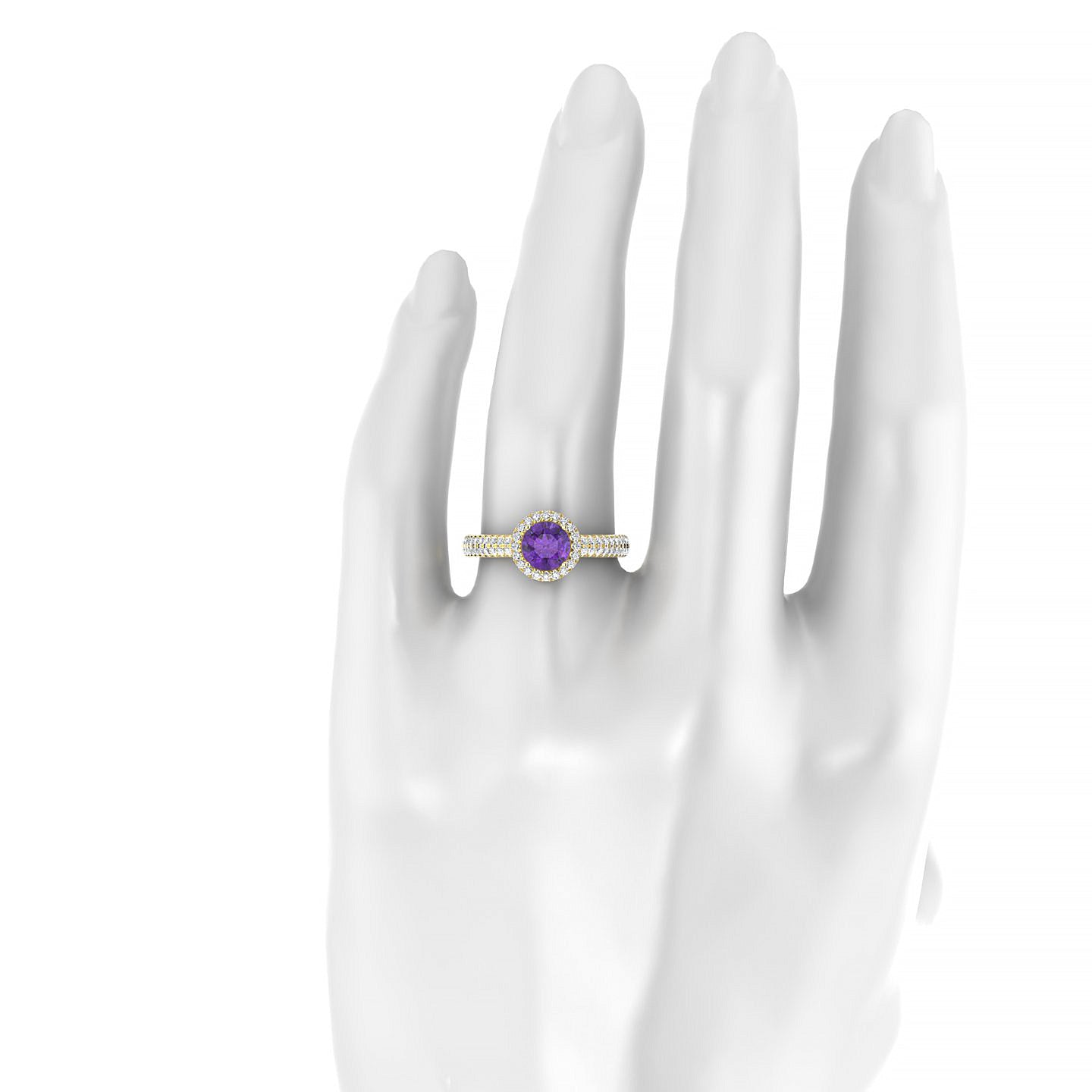 Celeste | 18k Yellow Gold 6 mm Round Amethyst Ring