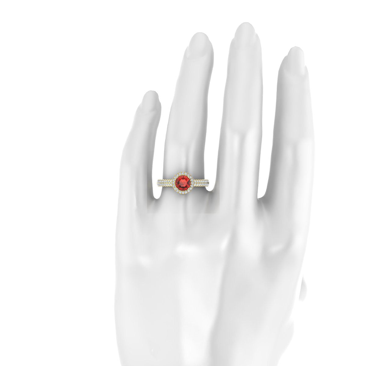 Celeste | 18k Yellow Gold 6 mm Round Garnet Ring