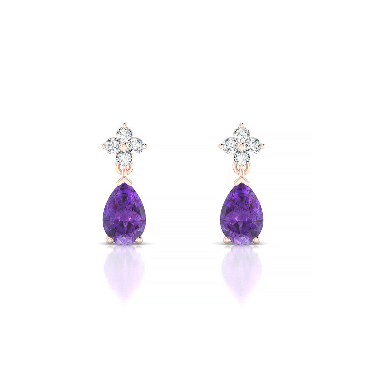 Celestial | 18k Rose Gold 6 x 4 mm Pear Amethyst Earrings