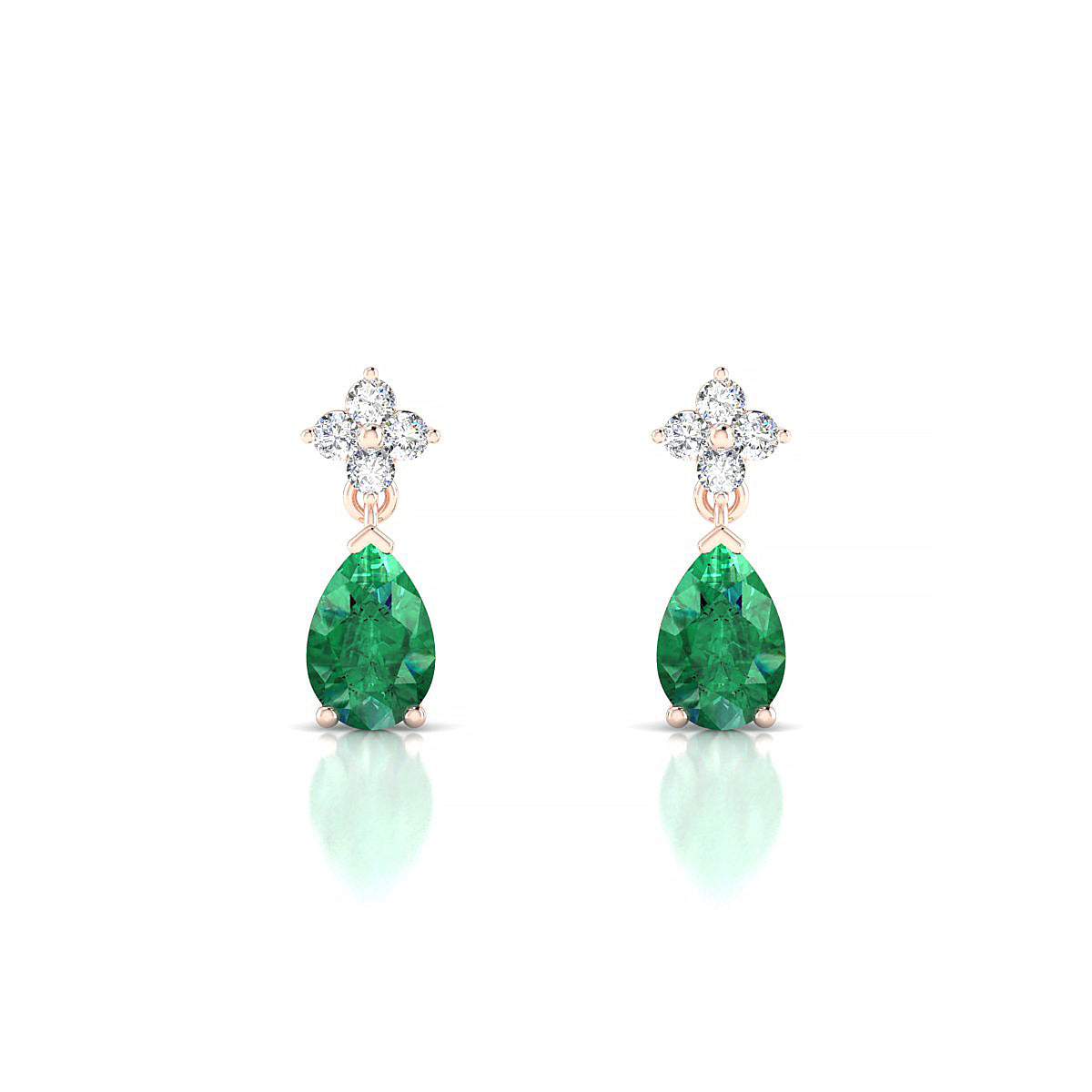 Celestial | 18k Rose Gold 6 x 4 mm Pear Emerald Earrings