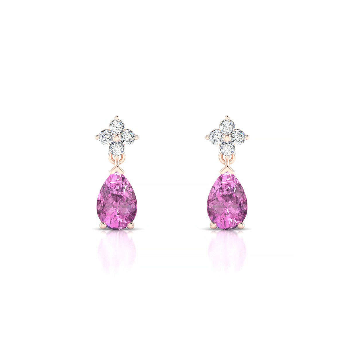 Celestial | 18k Rose Gold 6 x 4 mm Pear Pink Sapphire Earrings