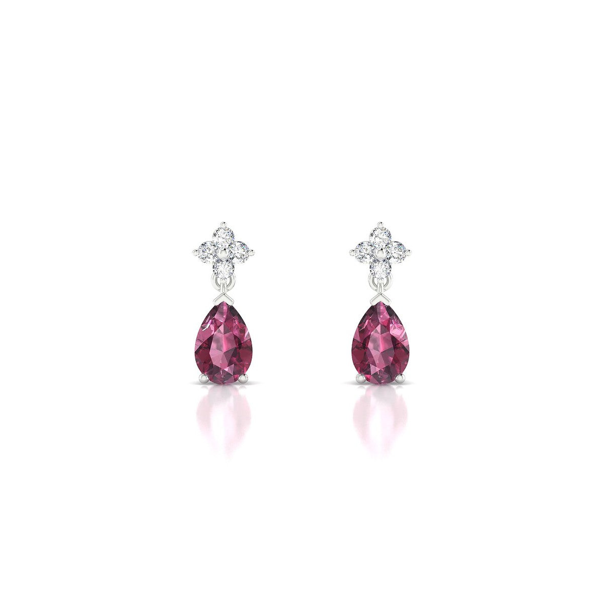 Celestial | 18k White Gold 6 x 4 mm Pear Rhodolite Earrings