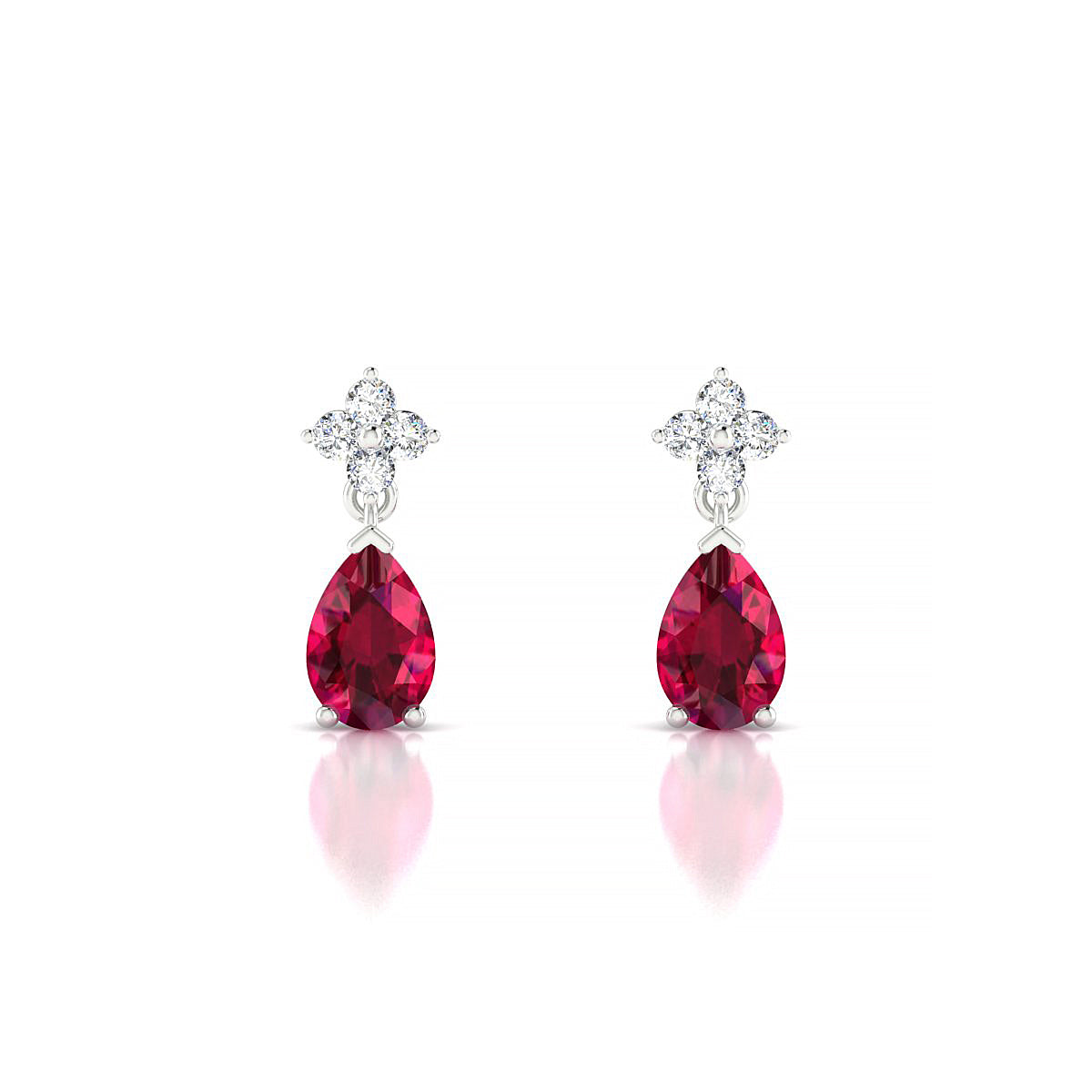 Celestial | 18k White Gold 6 x 4 mm Pear Ruby Earrings